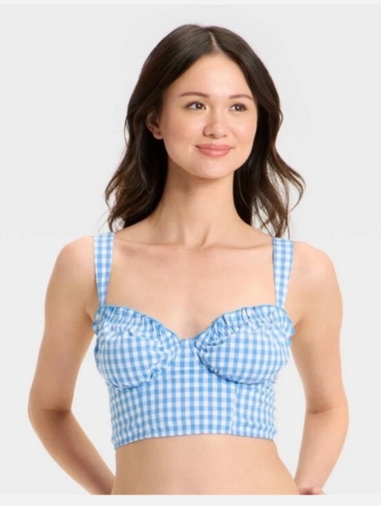 Colsie Tops - NWT!  Colsie, Woven Corset Bra , Blue/White Gingham, Size Med, MSRP $15